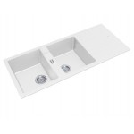 Aqu White Granite Quartz Stone Kitchen Sink Double Bowls Drainboard Aqu White Granite Quartz Stone Kitchen Sink Double Bowls Drainboard